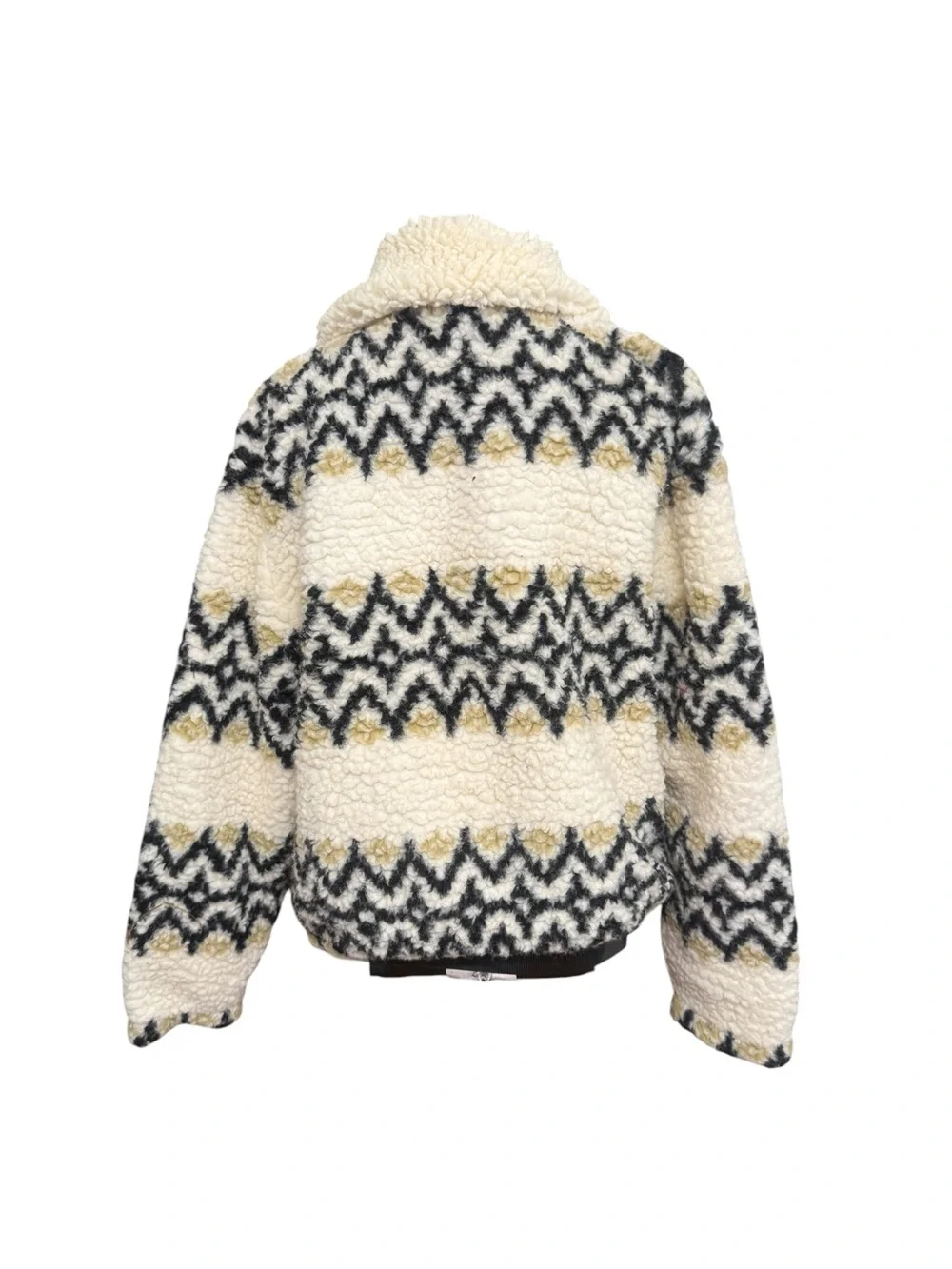 J. Crew Jacquard Print Sherpa Half-Zip Lined Fleece Pullover – Ivory | Sz. M